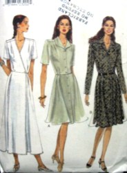 9427 EZ VOG ASYMMETRIC/ BUTTON FLARE DRESS LENGTHS PATTERN 12-14